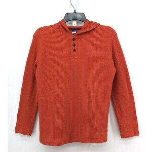 Old Navy Sweatshirt Womens Size XL Burnt Orange Long Sleeve Waffle Hoodie
